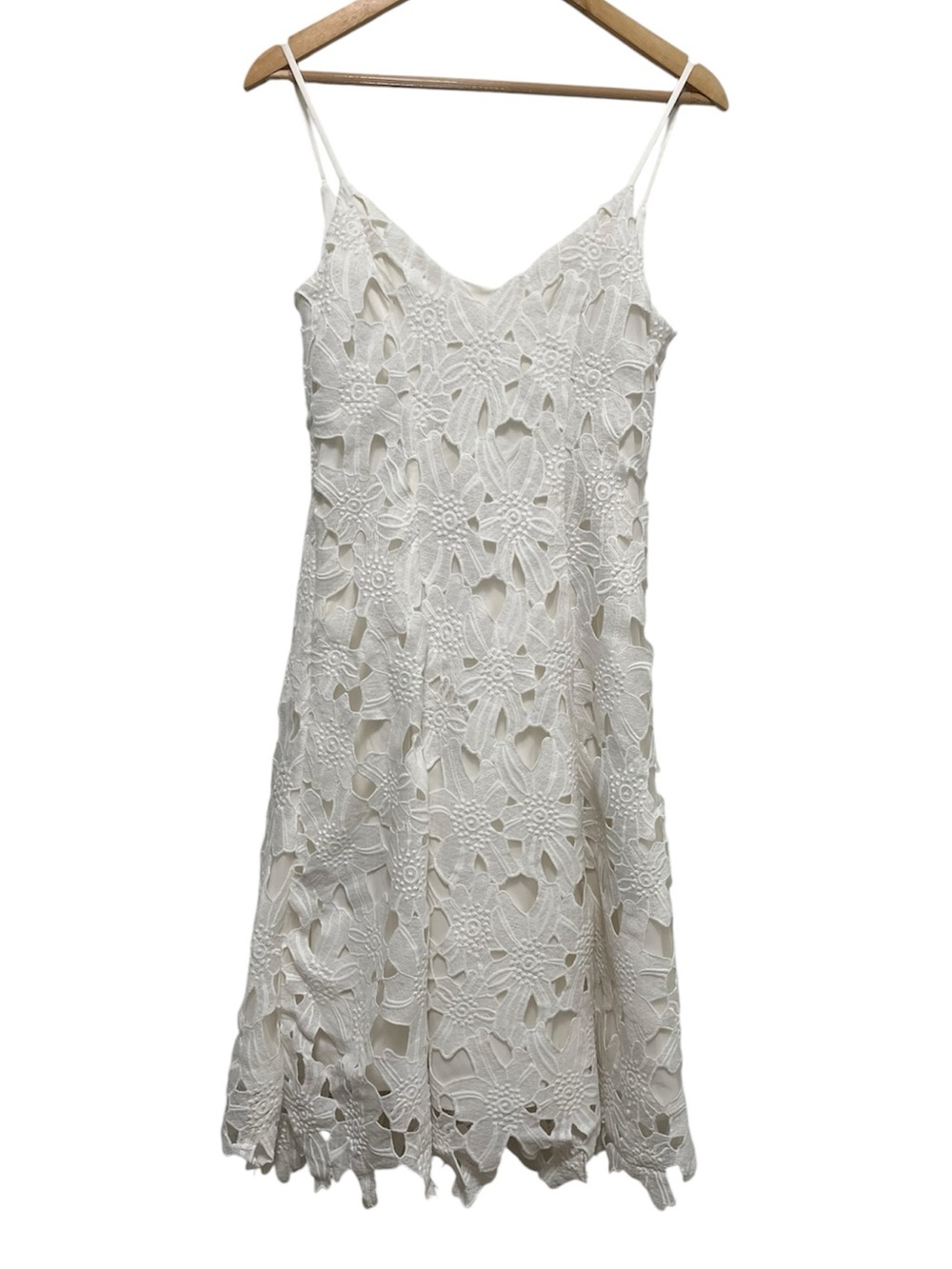 Vera Wang White 3D Lace Midi Dress Fit & Flare Size 6